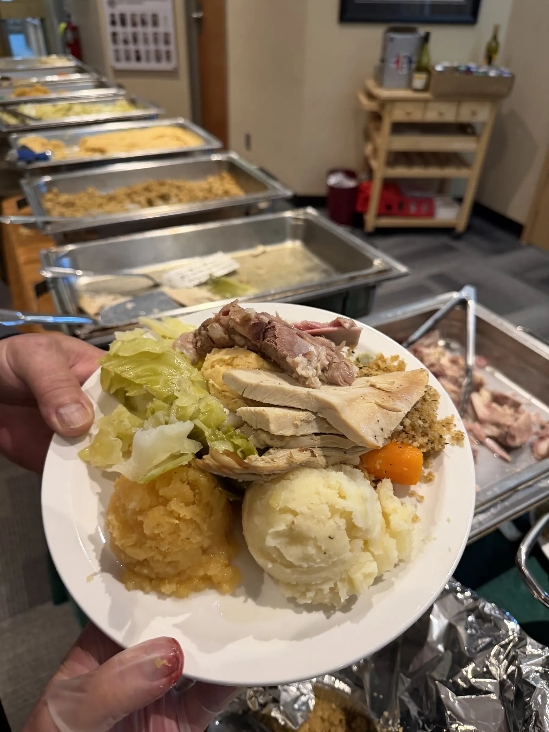 Turkey dinner plate served from a Fireside Catering hot buffet in St. John's